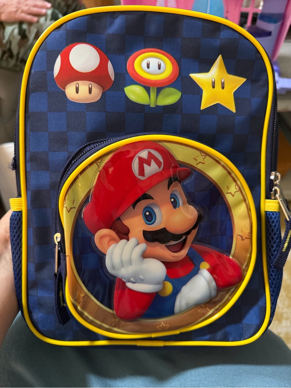 Nintendo Super Mario Logo Backpack - Red, yellow& Blue Like New 12”x9”